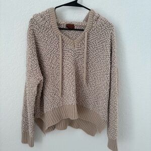 POL Popcorn Knit Hoodie in Beige/Tan, Size Medium